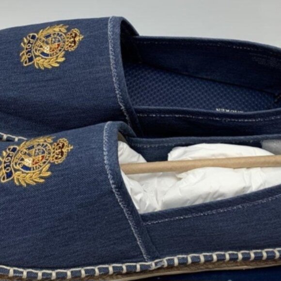 Polo by Ralph Lauren Denim Blue Slip-Ons with Gold Crest main image 4